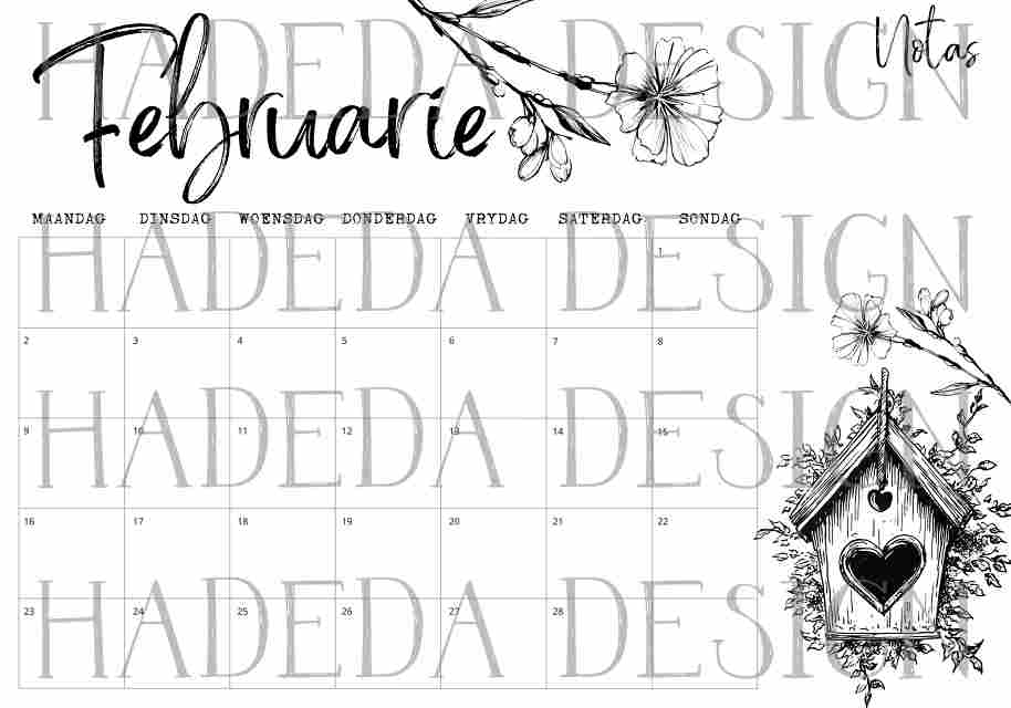 2026 Coloring Calendar Afrikaans - Farm Life