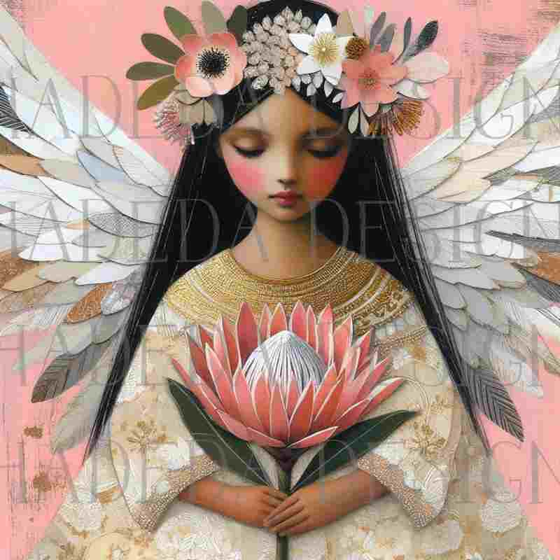 Pink Mixed Media Angels - Sublimation, Digital and DTF Printing