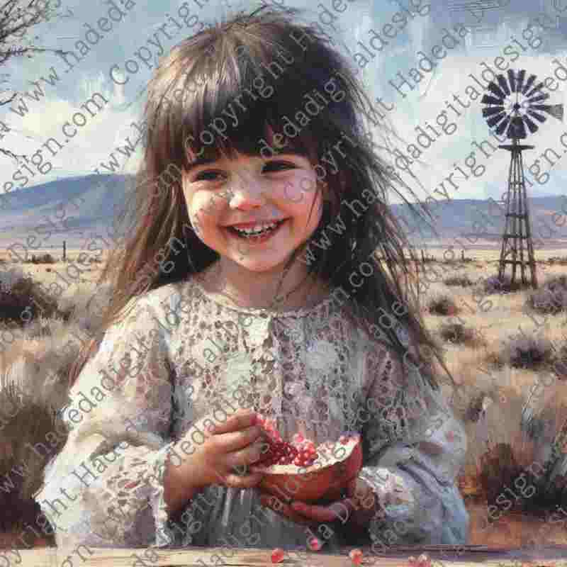 Girl with Pomegranates - Artblocks for Sublimation, Digital and DTF Printing