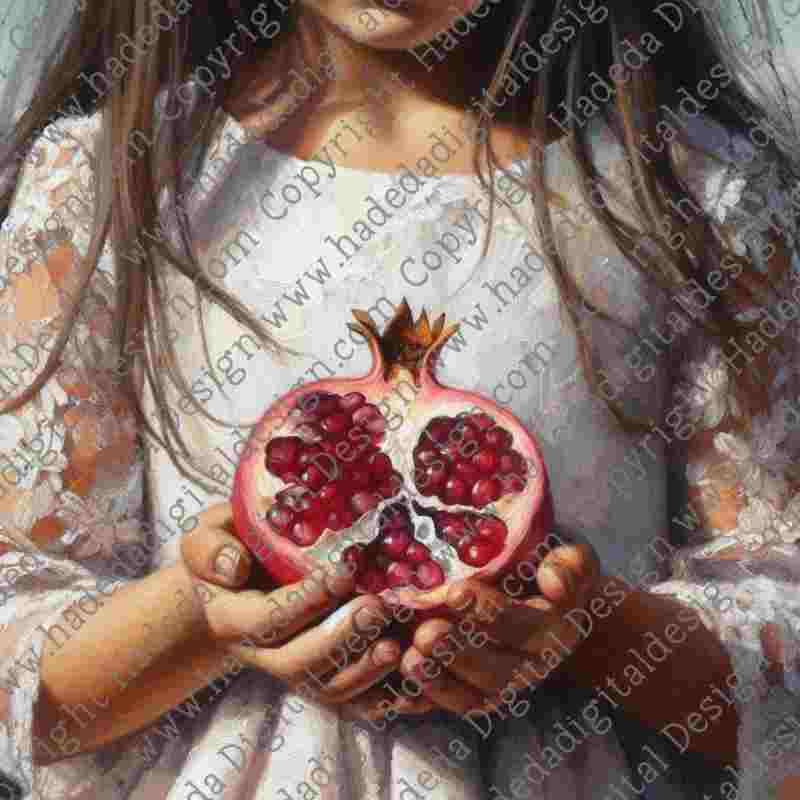 Girl with Pomegranates - Artblocks for Sublimation, Digital and DTF Printing