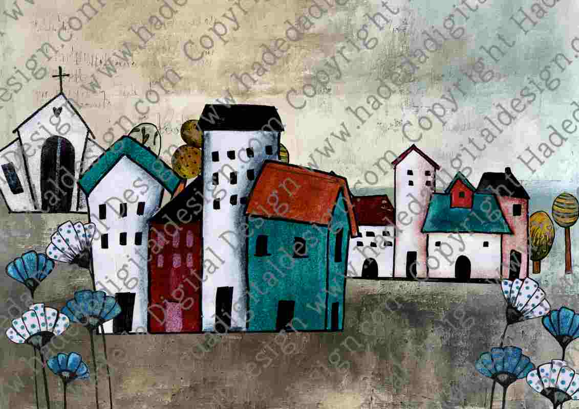 Artsy Houses Blank A0 Landscape - Sublimation, Digital and DTF Printing