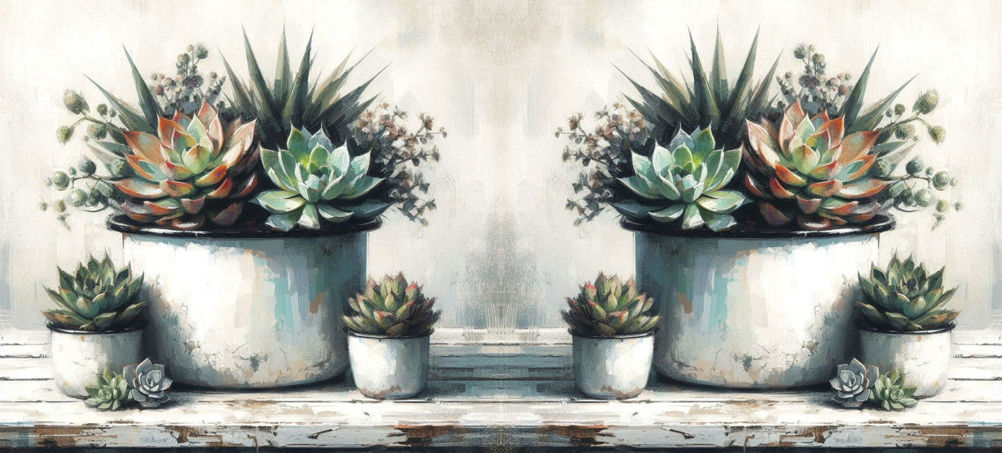 ArtWrap for Mugs Enamel and Succulents - Mug Wrap Digital Designs for Sublimation of Standard Mug
