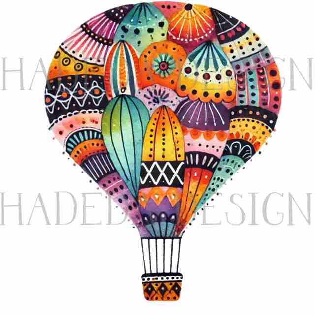 #2025 Whimsical Hot Air Balloon Pngs with Transparent Backgrounds - Digital Design Elements for Sublimation, DTF and Printing