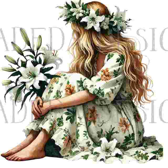 #2025 Flower Girls White Pngs with Transparent Backgrounds - Digital Design Elements for Sublimation, DTF and Printing
