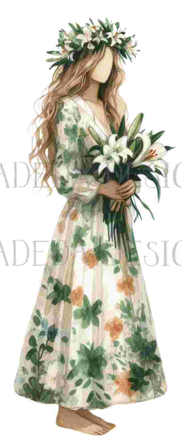 #2025 Flower Girls White Pngs with Transparent Backgrounds - Digital Design Elements for Sublimation, DTF and Printing