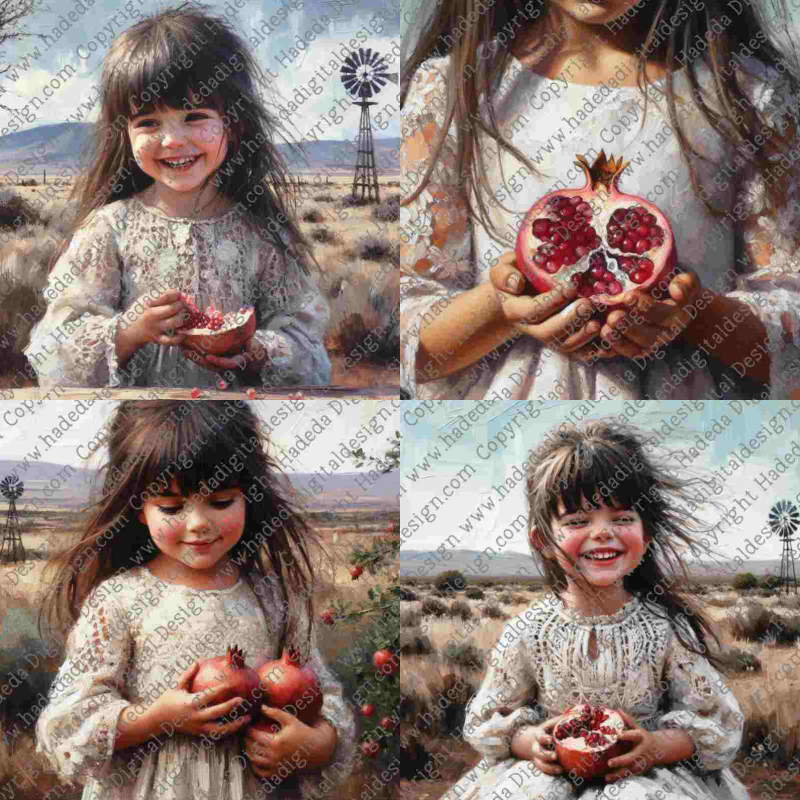 Girl with Pomegranates - Artblocks for Sublimation, Digital and DTF Printing