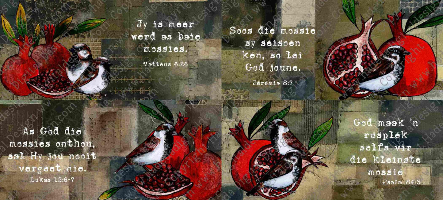 Sparrows and Pomegranates Afrikaans Mugwraps - Sublimation, Digital and DTF Printing (Copy)