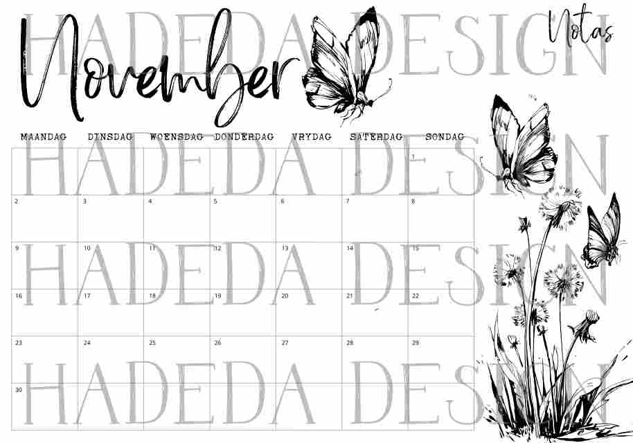 2026 Coloring Calendar Afrikaans - Farm Life