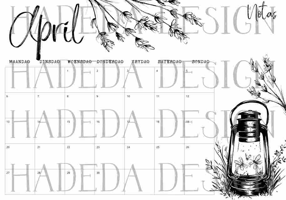 2026 Coloring Calendar Afrikaans - Farm Life