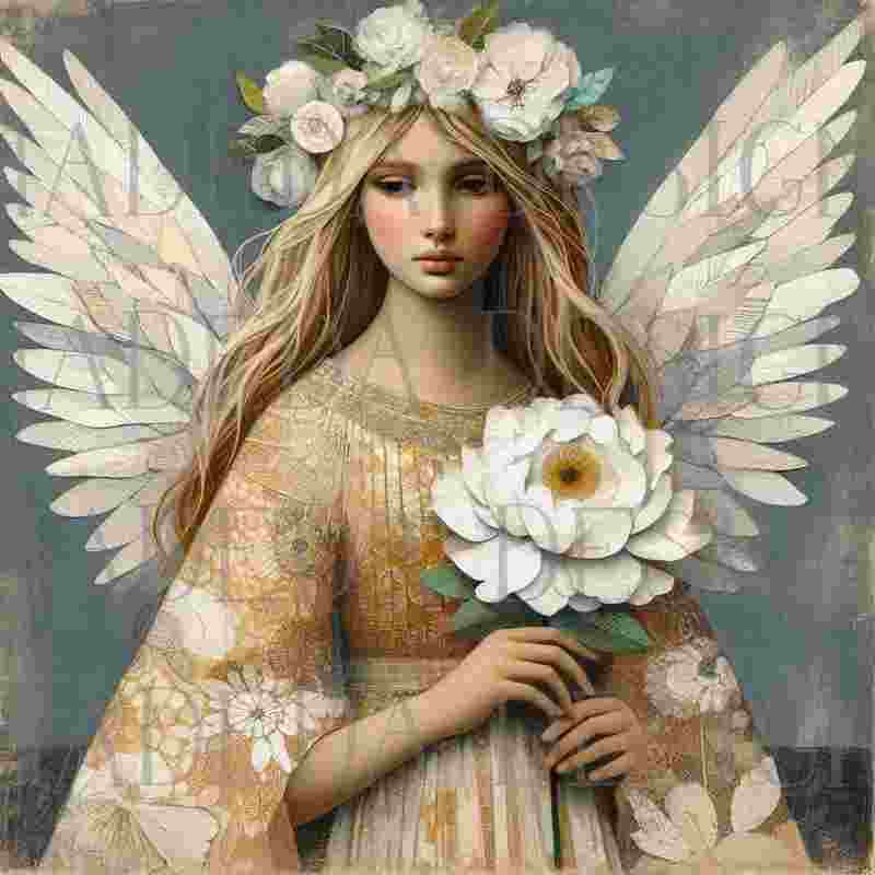 Blue Mixed Media Angels - Sublimation, Digital and DTF Printing