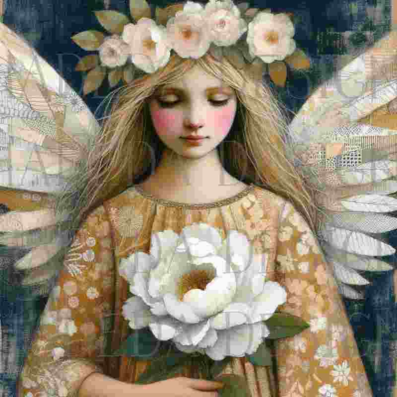 Blue Mixed Media Angels - Sublimation, Digital and DTF Printing