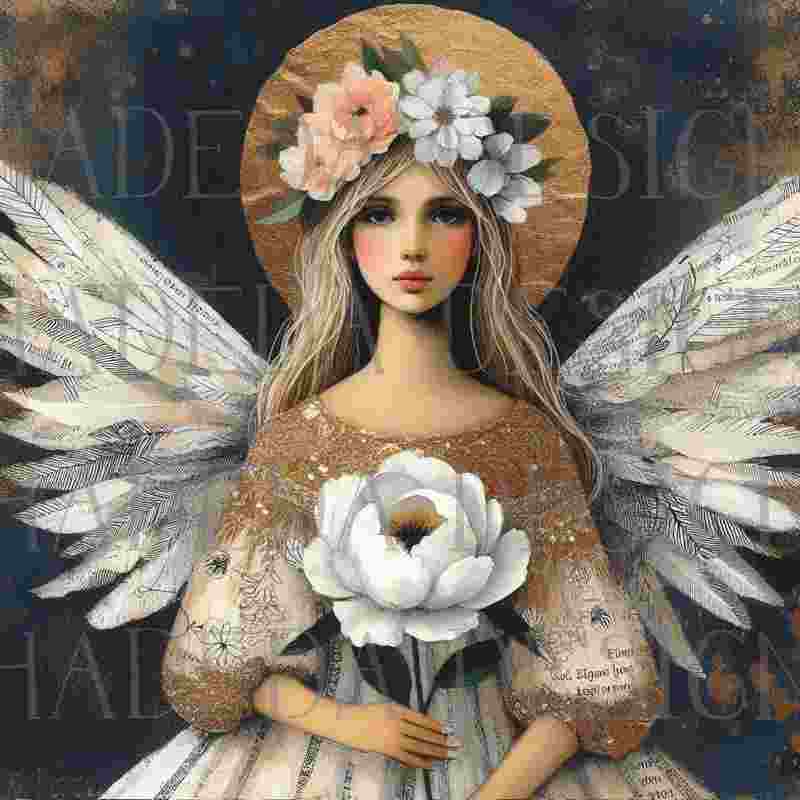 Blue Mixed Media Angels - Sublimation, Digital and DTF Printing