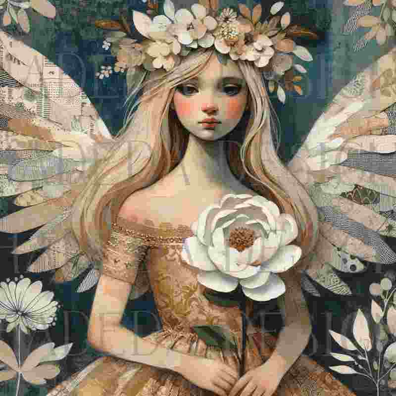 Blue Mixed Media Angels - Sublimation, Digital and DTF Printing