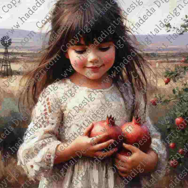 Girl with Pomegranates - Artblocks for Sublimation, Digital and DTF Printing