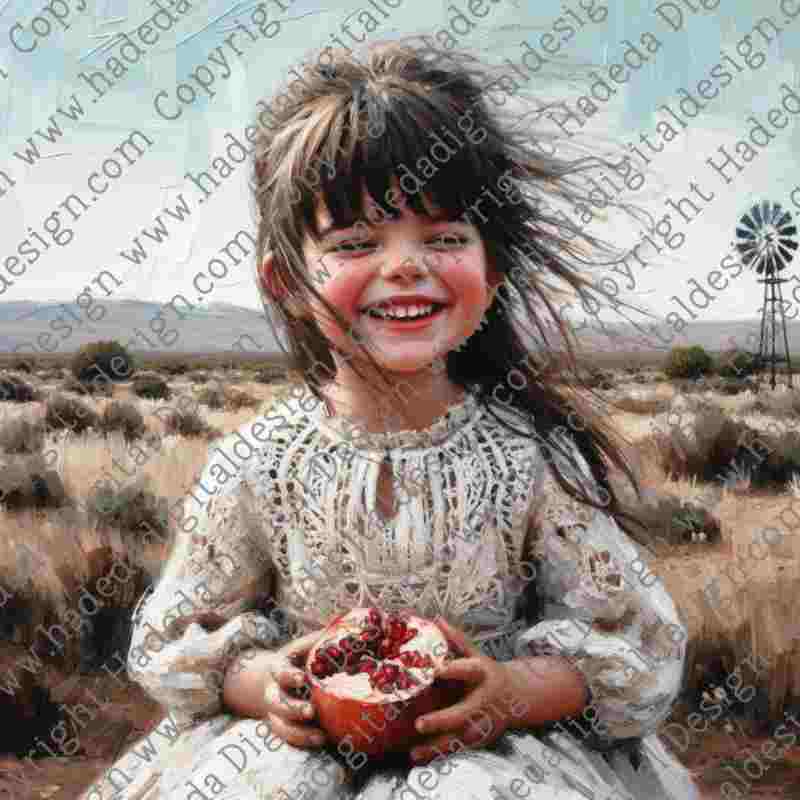 Girl with Pomegranates - Artblocks for Sublimation, Digital and DTF Printing