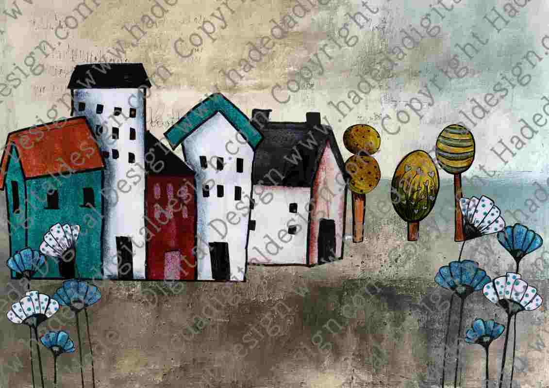 Artsy Houses Blank A0 Landscape - Sublimation, Digital and DTF Printing