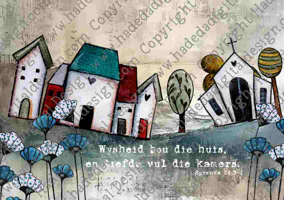 Artsy Houses A0 Landscape Afrikaans - Sublimation, Digital and DTF Printing