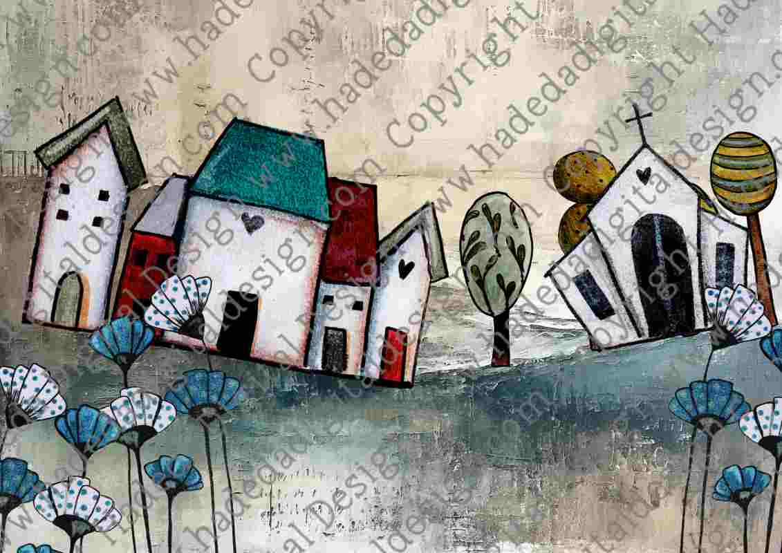 Artsy Houses Blank A0 Landscape - Sublimation, Digital and DTF Printing