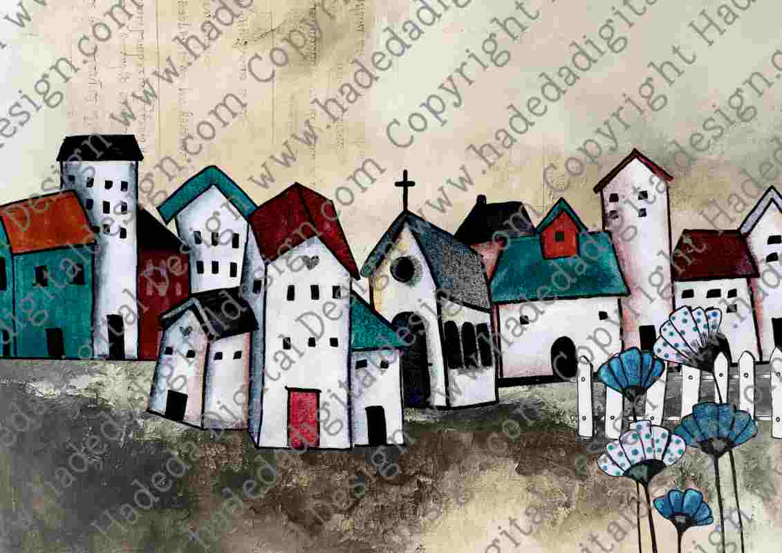 Artsy Houses Blank A0 Landscape - Sublimation, Digital and DTF Printing