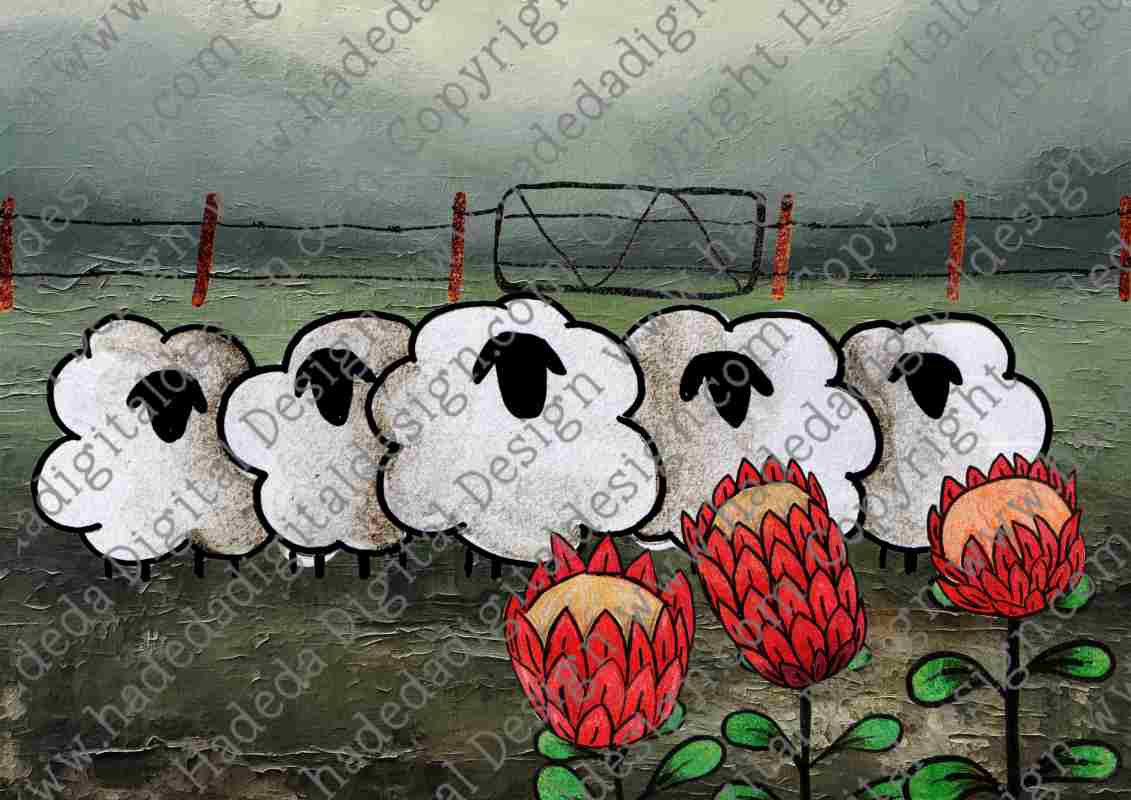 Artsy Sheep and Proteas A0 Landscape - Sublimation, Digital and DTF Printing