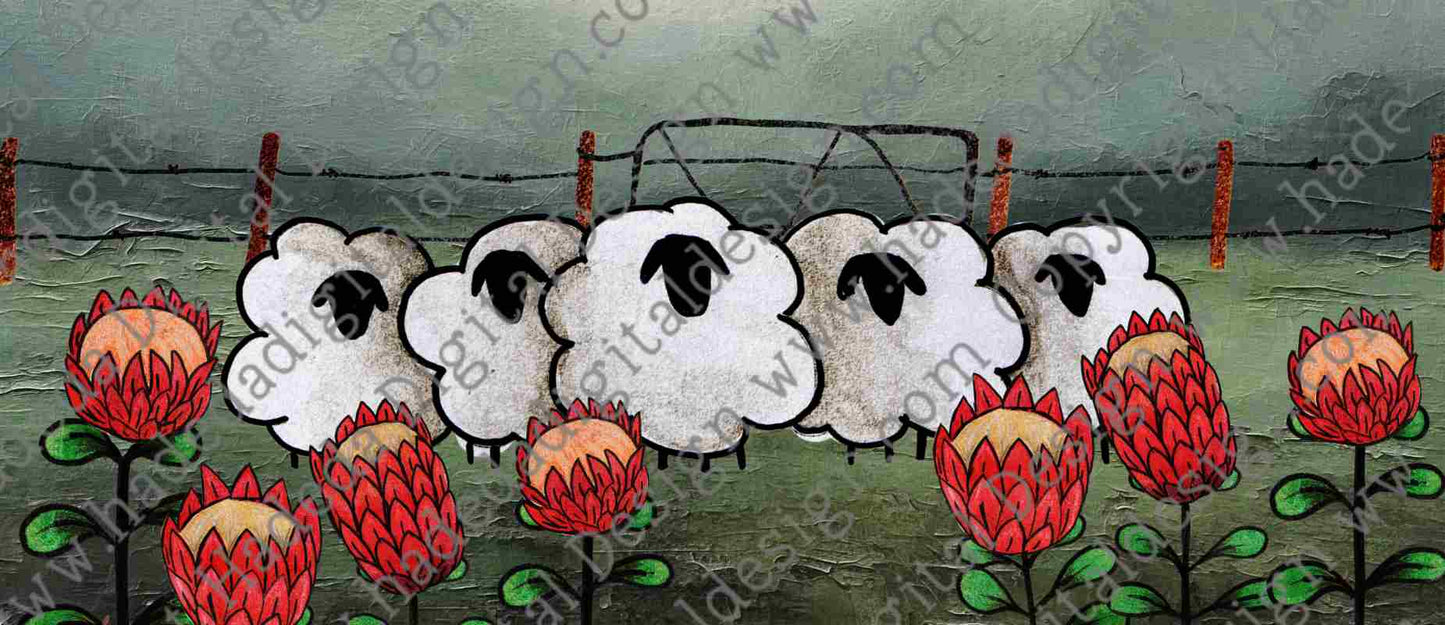 Artsy Sheep and Protea Mugwrap Blank - Sublimation, Digital and DTF Printing