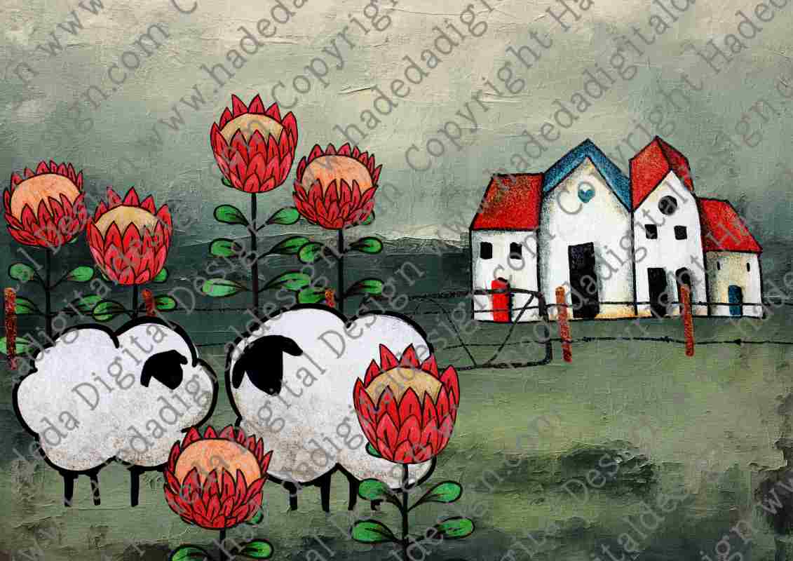 Artsy Sheep and Proteas A0 Landscape - Sublimation, Digital and DTF Printing