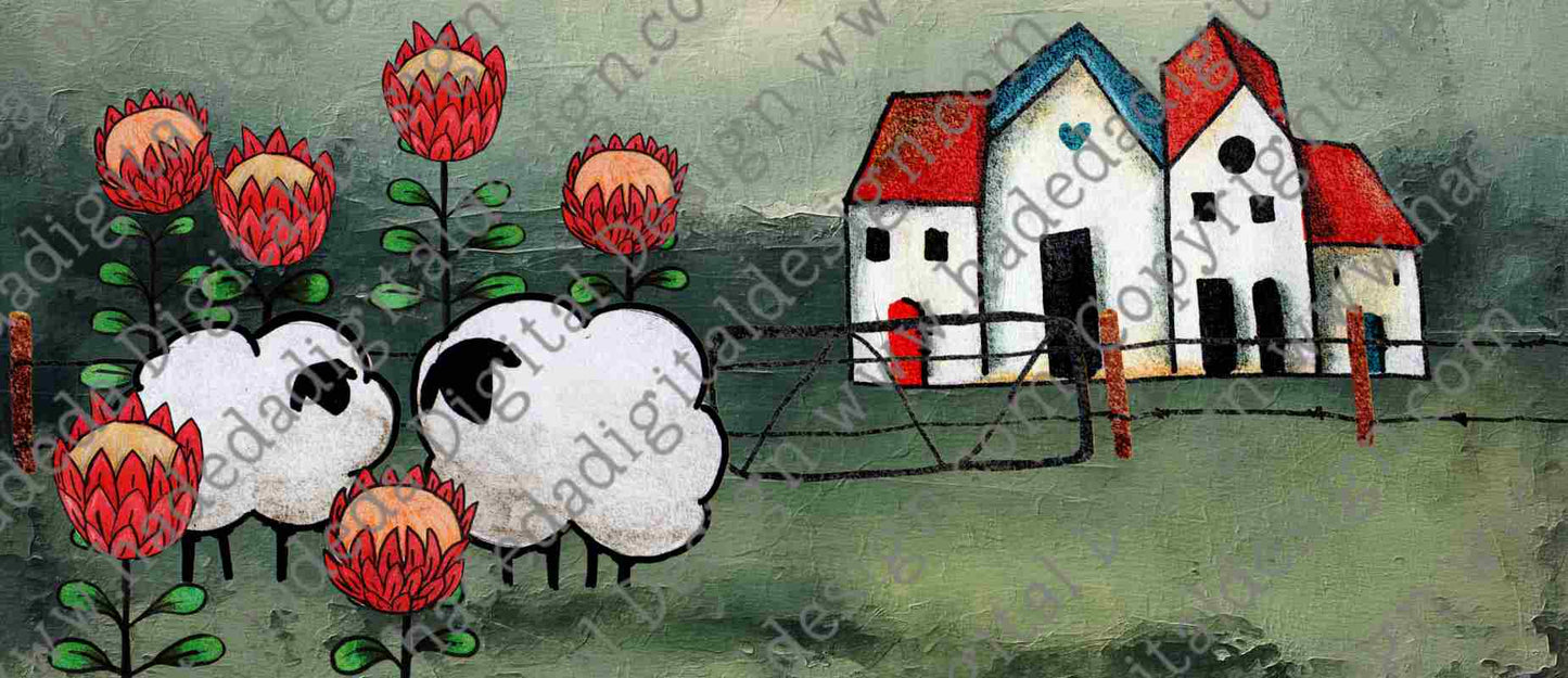 Artsy Sheep and Protea Mugwrap Blank - Sublimation, Digital and DTF Printing