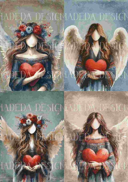 Angels with Heart Blue A0 Portrait - Sublimation, Digital and DTF Printing