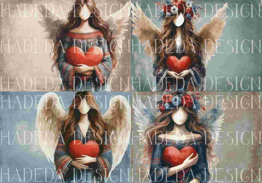 Angels with Heart Blue A0 Landscape - Sublimation, Digital and DTF Printing