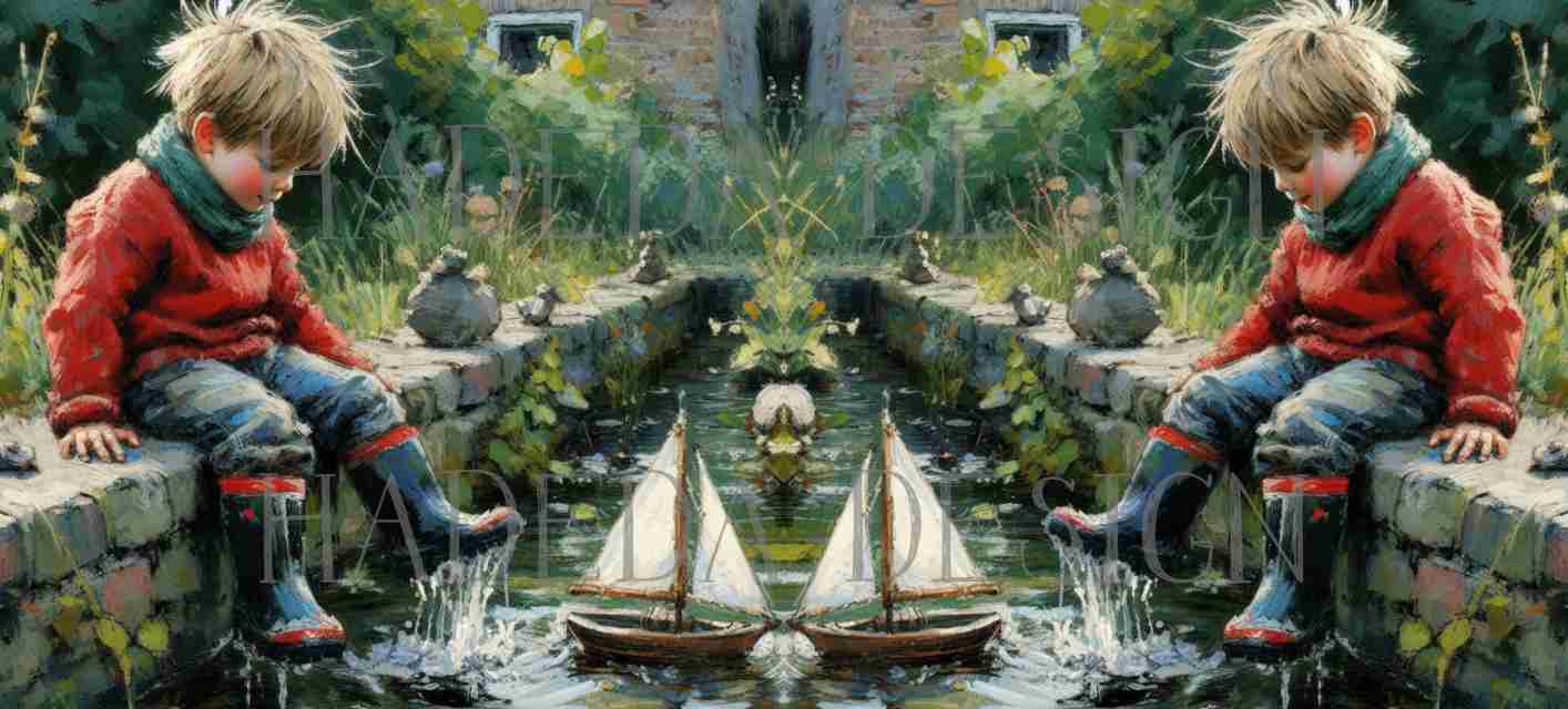 ArtWrap for Mugs Boy with a Boat - Mug Wrap Digital Designs for Sublimation of Standard Mug