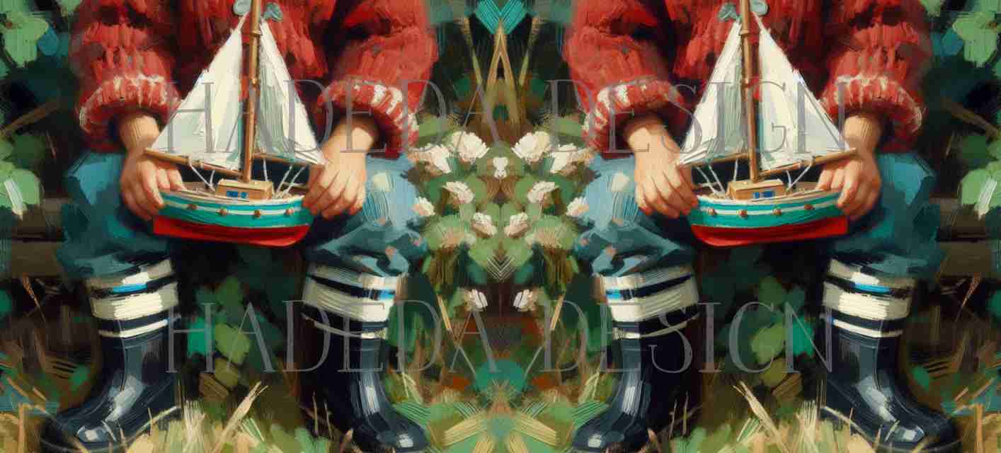 ArtWrap for Mugs Boy with a Boat - Mug Wrap Digital Designs for Sublimation of Standard Mug