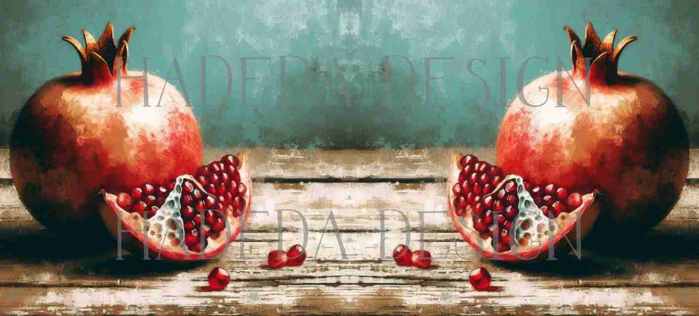 ArtWrap for Mugs Enamel and Pomegranates - Mug Wrap Digital Designs for Sublimation of Standard Mug