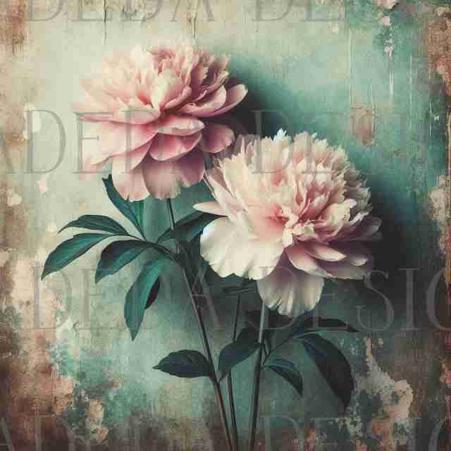 Grungy Peonies - Sublimation, Digital and DTF Printing