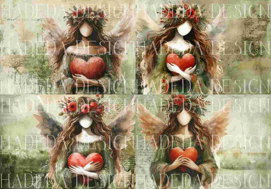 Angels with Heart Green A0 Landscape - Sublimation, Digital and DTF Printing