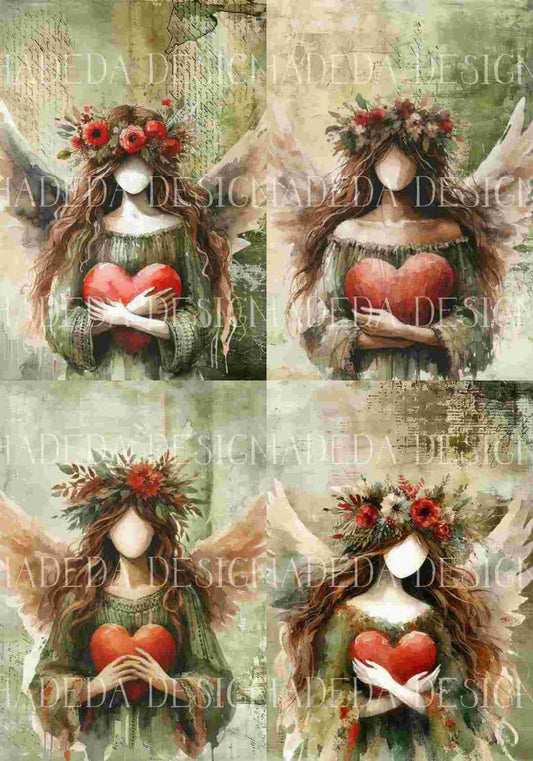 Angels with Heart Green A0 Portrait - Sublimation, Digital and DTF Printing