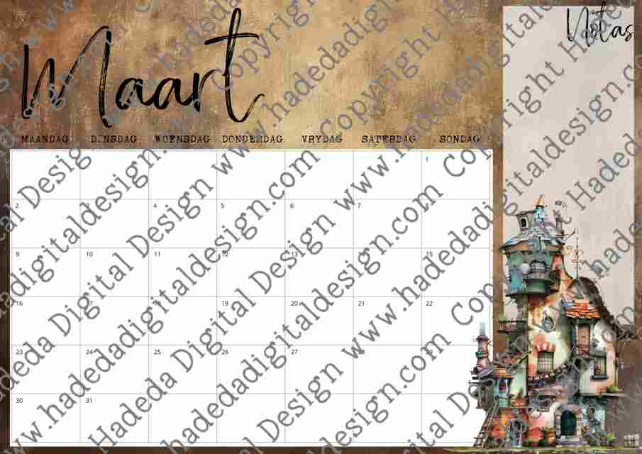 STEAMPUNK KALENDER AFRIKAANS- Sublimation, Digital and DTF Printing