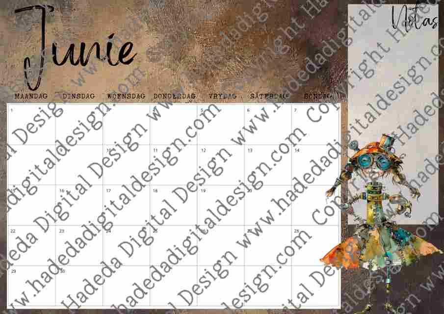 STEAMPUNK KALENDER AFRIKAANS- Sublimation, Digital and DTF Printing