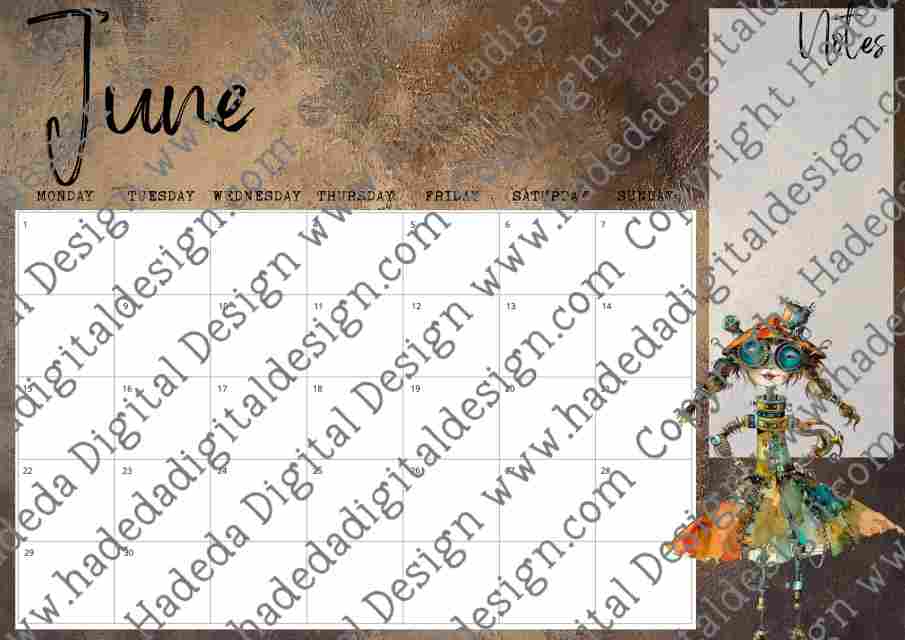 STEAMPUNK CALENDAR ENGLISH- Sublimation, Digital and DTF Printing