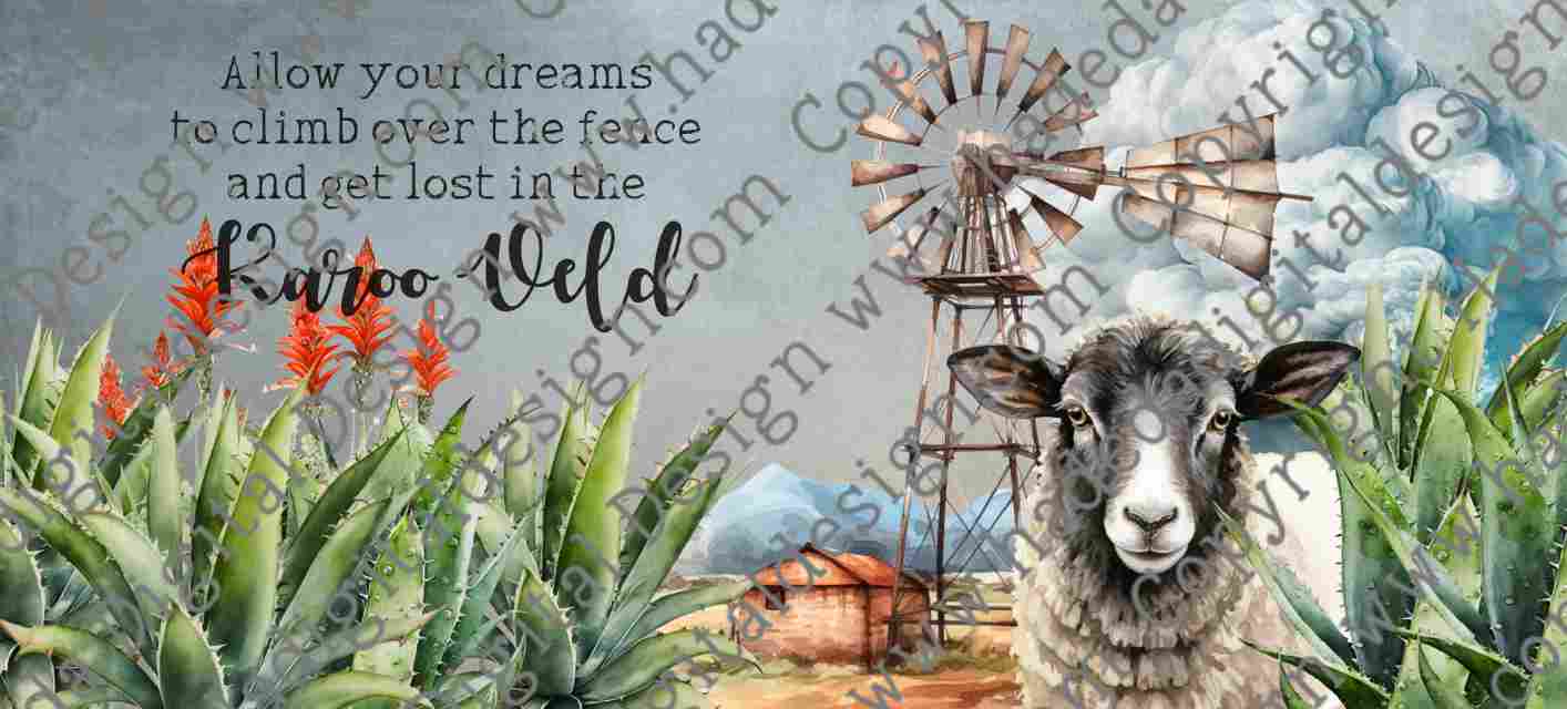 KAROO SHEEP AND WINDMILL MUGWRAP ENGLISH - Sublimation, Digital and DTF Printing