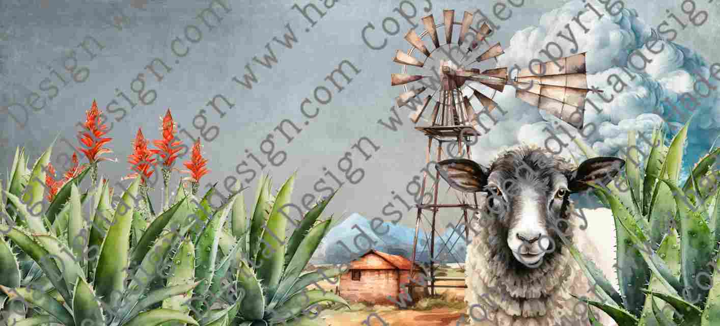 KAROO SHEEP AND WINDMILL MUGWRAP BLANK - Sublimation, Digital and DTF Printing