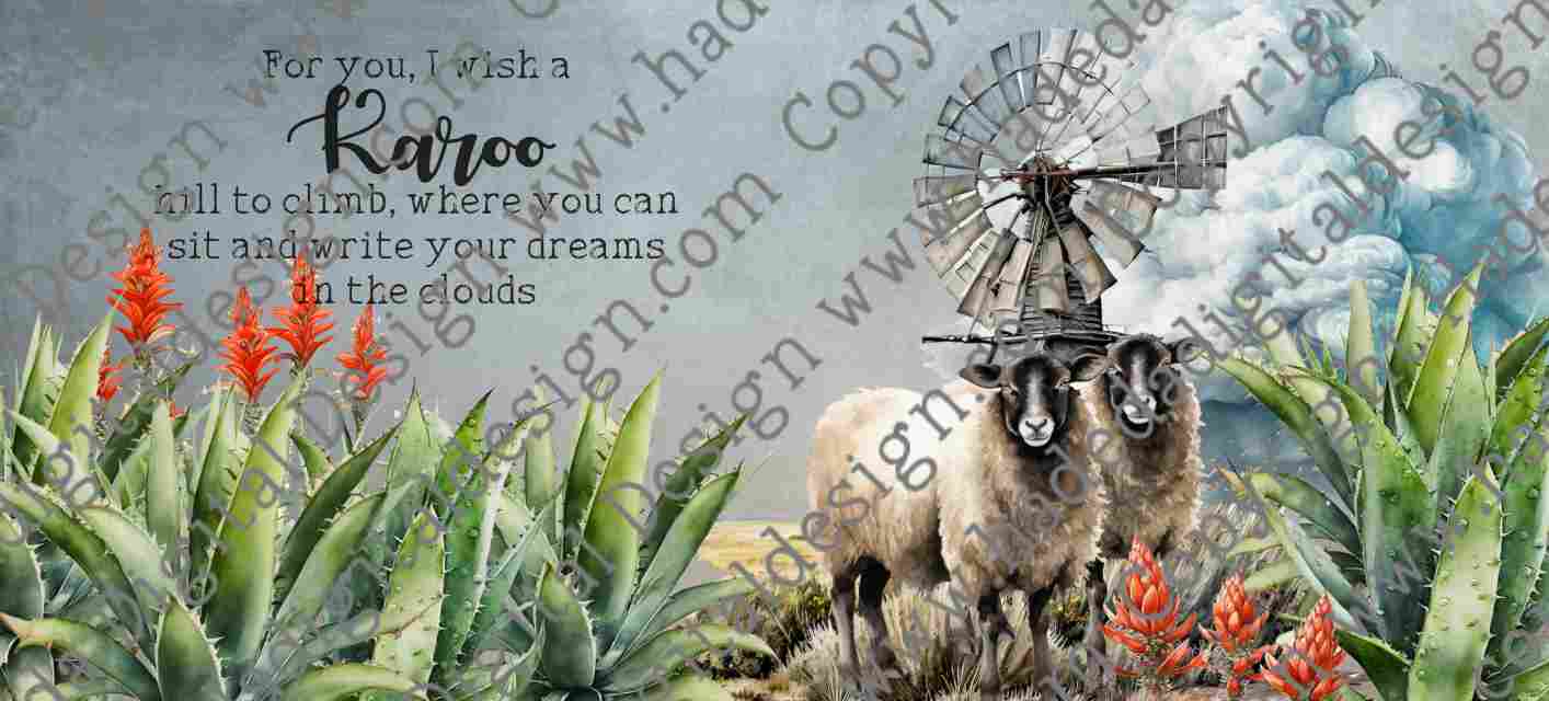 KAROO SHEEP AND WINDMILL MUGWRAP ENGLISH - Sublimation, Digital and DTF Printing
