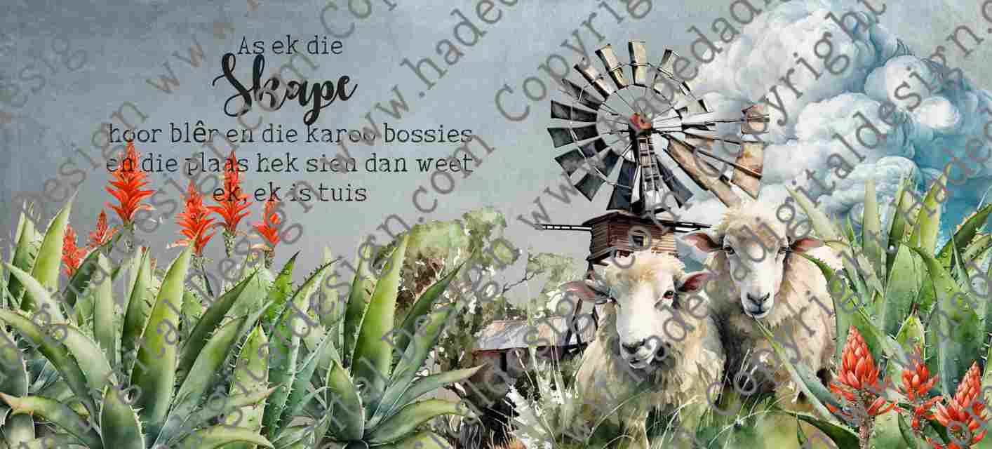 KAROO SHEEP AND WINDMILL MUGWRAP AFRIKAANS- Sublimation, Digital and DTF Printing