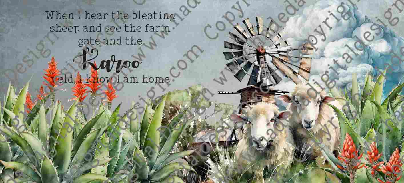 KAROO SHEEP AND WINDMILL MUGWRAP ENGLISH - Sublimation, Digital and DTF Printing