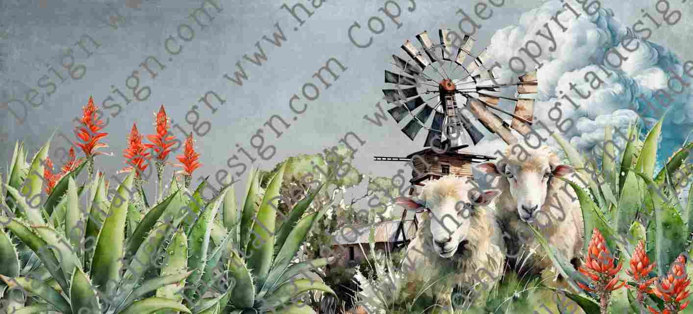 KAROO SHEEP AND WINDMILL MUGWRAP BLANK - Sublimation, Digital and DTF Printing