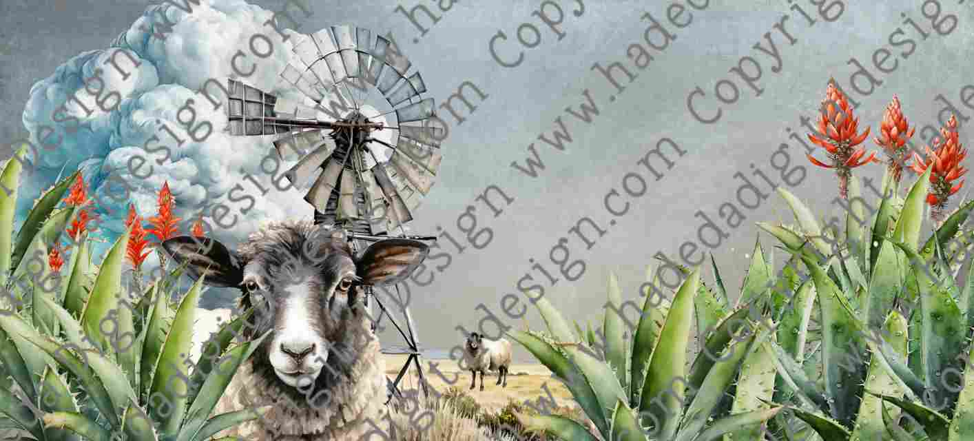 KAROO SHEEP AND WINDMILL MUGWRAP BLANK - Sublimation, Digital and DTF Printing