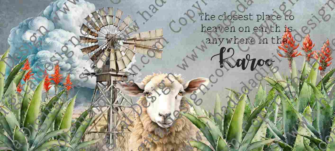 KAROO SHEEP AND WINDMILL MUGWRAP ENGLISH - Sublimation, Digital and DTF Printing