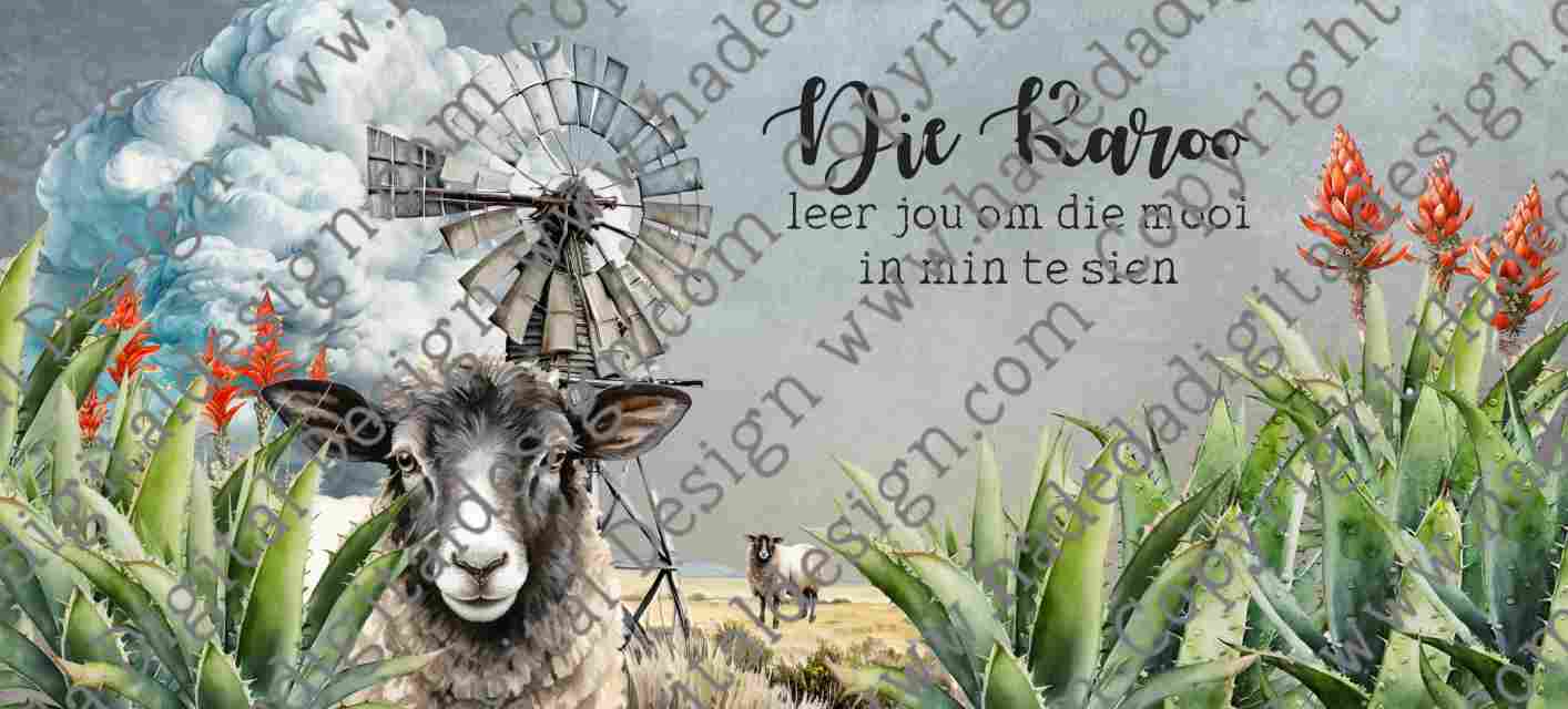 KAROO SHEEP AND WINDMILL MUGWRAP AFRIKAANS- Sublimation, Digital and DTF Printing