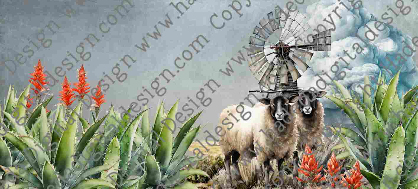 KAROO SHEEP AND WINDMILL MUGWRAP BLANK - Sublimation, Digital and DTF Printing