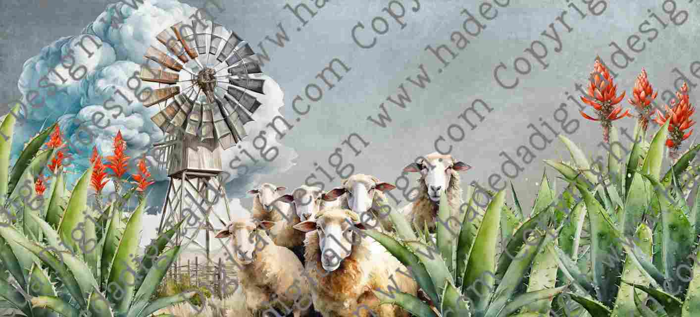 KAROO SHEEP AND WINDMILL MUGWRAP BLANK - Sublimation, Digital and DTF Printing