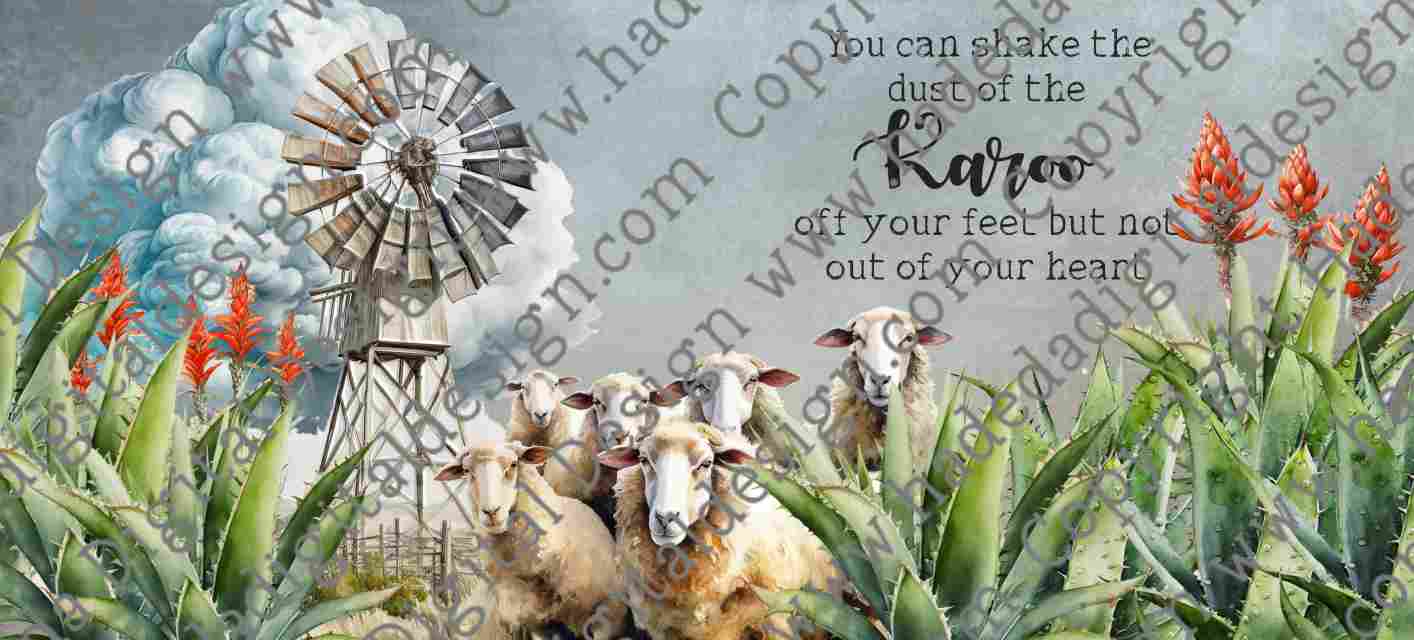 KAROO SHEEP AND WINDMILL MUGWRAP ENGLISH - Sublimation, Digital and DTF Printing